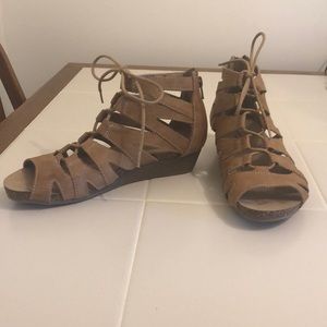 Earth Originals Leather Lace Up Gladiator Sandals
